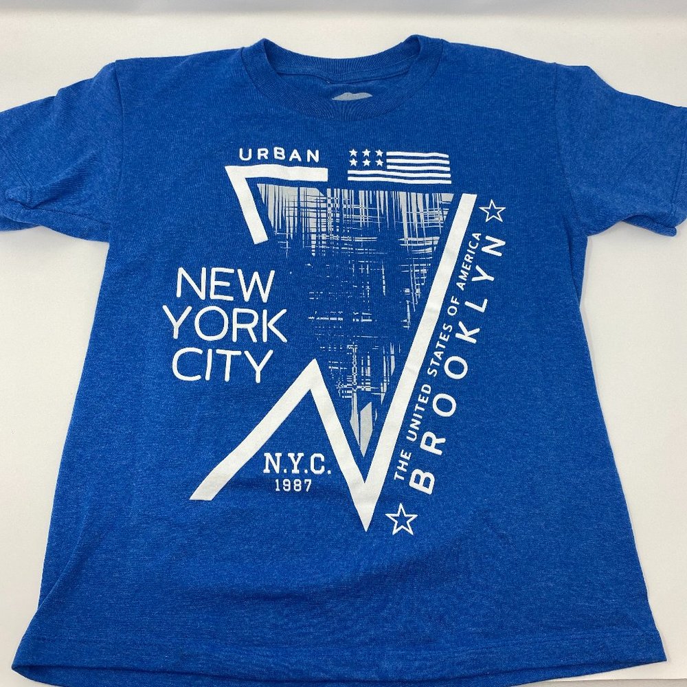 Boys Tee Shirt Blue White Desgn